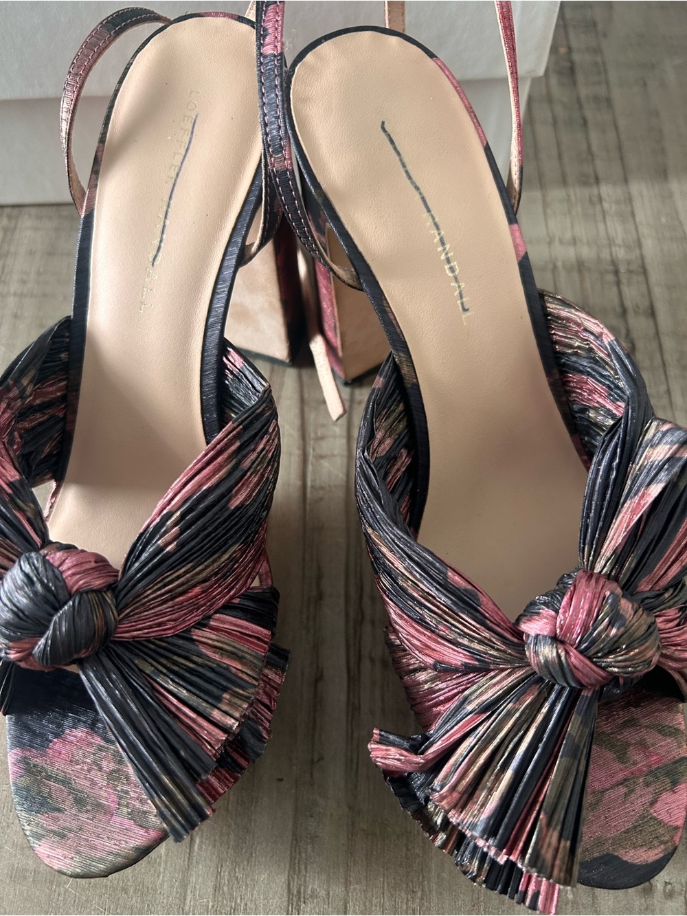Loeffler Randall Knotted Pleated Slingback Heels in Pink and Black